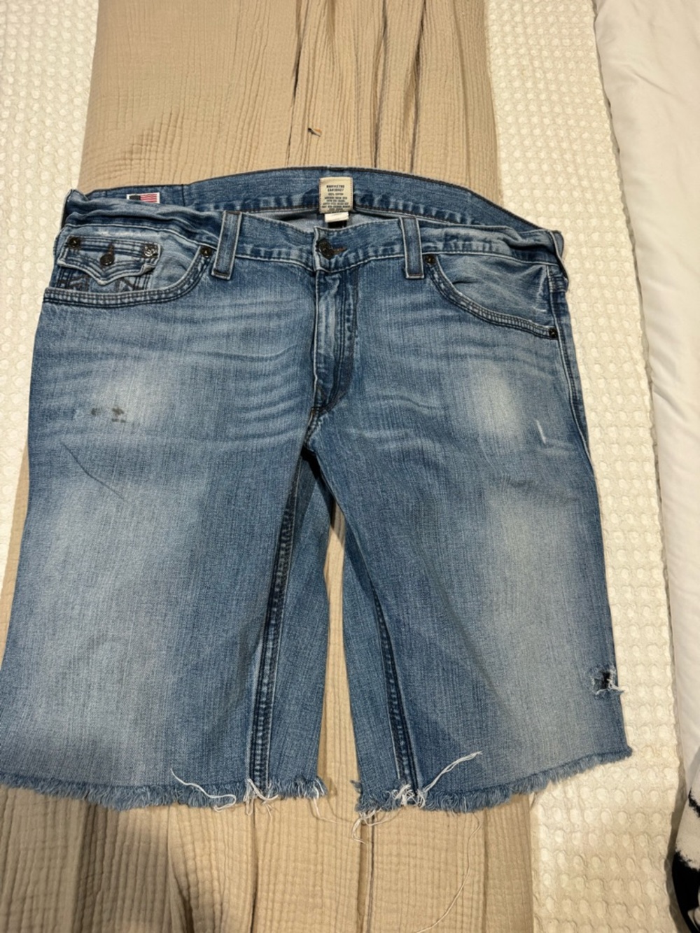 True Religion Light Wash Denim Jean Shorts